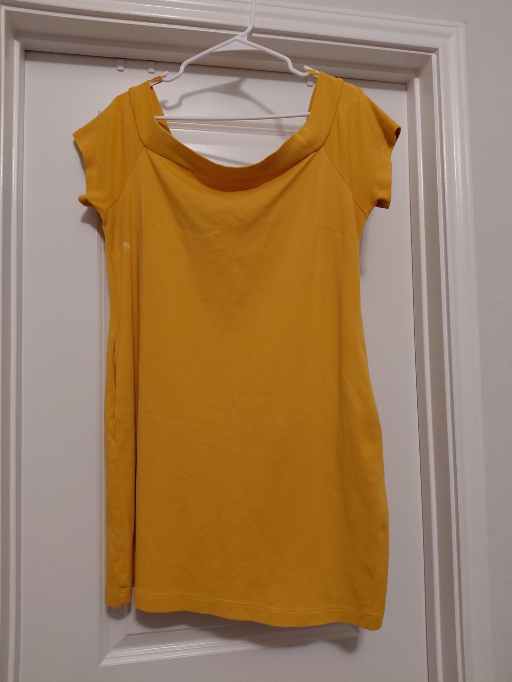New York & Company Mustard Yellow Boatneck Mini Dress